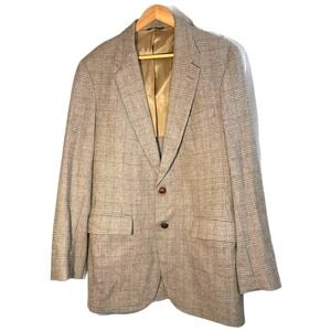 Savile Row Classic Tan Windowpane Plaid Men's wool Blazer 44S